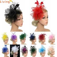 LANZEONT ผู้หญิงสาว ดอกไม้ตาข่าย Fascinators ผม งานแต่งงาน ที่คาดผมงานเลี้ยงน้ำชา หมวก fascinator กิ๊บติดผมขนนก ที่คาดผม ALICE