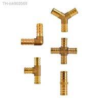 ❈✆❒ Brass Splicer Pipe Fitting Water Gas Air Joint Straight Tee Cross Elbow Type Hose Barb Tail 6 8 10 12mm Connector Copper Adapter