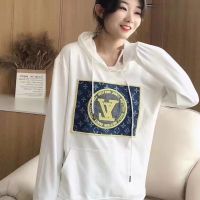 L.V Hoodie New Embroidery Retro Terry Cotton Sweater Male Couple Loose Long Sleeve Pullover Trend