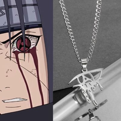 Anime Ninja Eye Necklace for Women Men Trend Anime Titanium Steel Bleeding Eye Pendant Sweater Chain Necklace Couple Jewelry