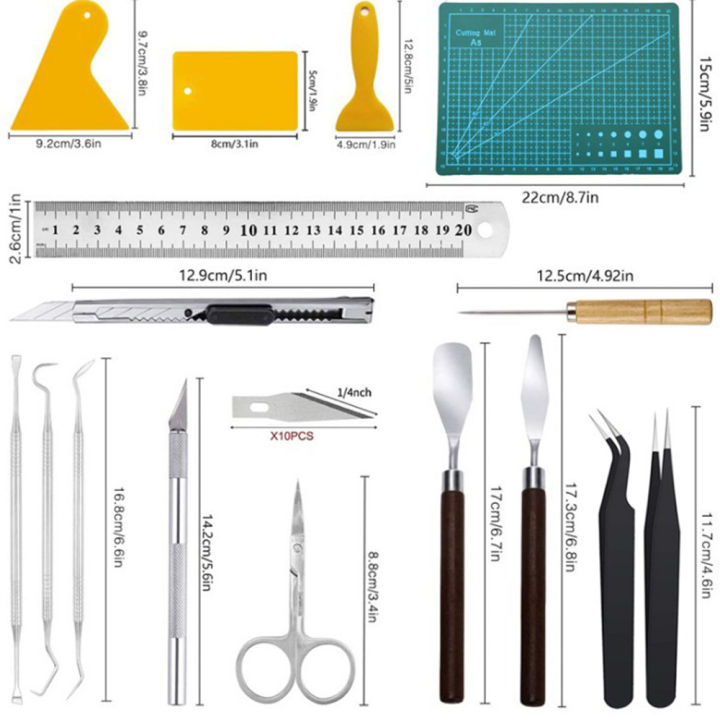 Basic Tools Set Ruler Scissors Tweezers Hook Scraper Spatula for