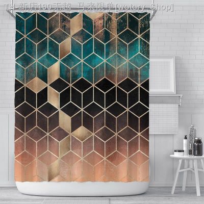 【CW】◐  200x180cm Marble Printing Shower Curtain Polyester Decoration With