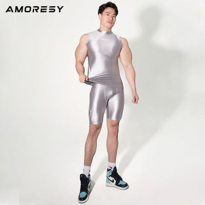 AMORESY Poseidon ซีรีส์ฟิตเนสยืดหยุ่นวิ่งเสื้อผ้าฟิตเนสรัดรูปเสื้อกั๊กกีฬาที่เย็นและเนียน