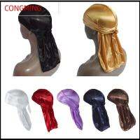 CONGMING อีลาสติก ผ้าโพกศีรษะ บางและบาง ผูกไว้ล่วงหน้า ไหม durag ปรับได้ปรับได้ ระบายอากาศได้ระบายอากาศ หมวกโจรสลัด สำหรับผู้หญิง