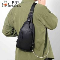 【jw】™❍❀  Moda saco de peito cor sólida homem crossbody sacos ar livre esportes cinto bolsa porta carregamento usb ombro à prova dwaterproof água