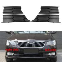 Fog Lamp Frame Front Bumper Lower Grille Trim Panel with Bright Bar for Skoda Superb 2013 2014 2015