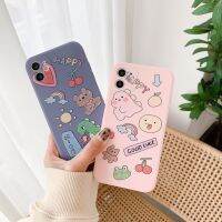 Simple Dinosaur Painted Bear case 6 6s 7 8 plus XR 11 12 mini pro max Straight edge protection camera phone Cover