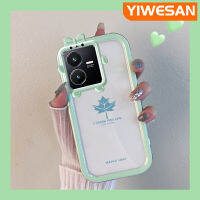 YIWESAN เคส Y22s สำหรับ VIVO Y22,เคสใบเมเปิลของที่ระลึกซิลิโคนใสเลนส์หลายสีกันกระแทกเคสมือถือป้องกันการตกและรอยขีดข่วน