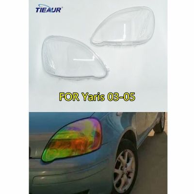 ไฟหน้ารถยนต์แบบใสด้านหน้าซ้ายและขวาฝาปิดเลนส์สำหรับ YARIS 2003 2004 2005อุปกรณ์เสริมรถยนต์