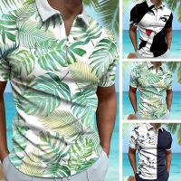 Summer Fancy Golf Sport Mens Polo Shirt Tropical Flower Pattern Personality Printed Short Sleeve Stand Collar Tee For Man US Size XS-6XL