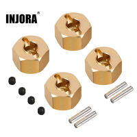 INJORA 4PCS โลหะทองเหลืองหนักล้อ Hex Hub 8910มม. สำหรับ110 RC Crawler Axial SCX10 90046 RR10 RGT 86100 MST UTB18