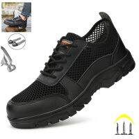 Breathable Summer Wrok Shoes For Men Steel Toe Cap Anti Nail Safety Boots Indestructible Non-slip Kitchen Shoes Male Footwear