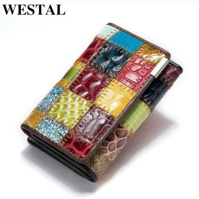 WESTAL Womens Wallet Female Wallet Genuine  Leather Purse For Women Crocodile Pattern Design Luxury Brand Lady Clutch Female Cable Management