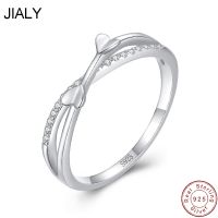 {Xixi เครื่องประดับ} JIALY ดียุโรปใส AAA CZ หัวใจ S925แหวนเงินสเตอริงสำหรับผู้หญิงเครื่องประดับของขวัญแต่งงานปาร์ตี้วันเกิด