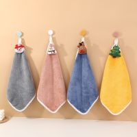 ✻ 4 Colors Xmas Hand Towel Thick Coral fleece Warm Soft Towel Red Santa Claus New Year Christmas Decor Hanging Bath Towel Navidad