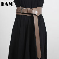 [EAM] Knot Decoration Pu Leather Black Long Wide Belt Personality Women New Fashion Tide All-match Spring Autumn 2022 1DD3645