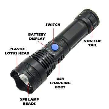 X-501 Most Powerful Flashlight Multi-modes USB Led+cob Torch Lamp Side  Light Built-in Battery Best Camping Tactical Flashlight