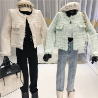 Temperament celebrity style tweed short Jacket Women 2021 autumn winter New casual retro Jacket Women elegant simple Female top