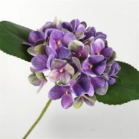 【LZ】♘❂  3d hortência com folhas de seda flores artificiais para casa casamento decoração enfeites plantas falsas