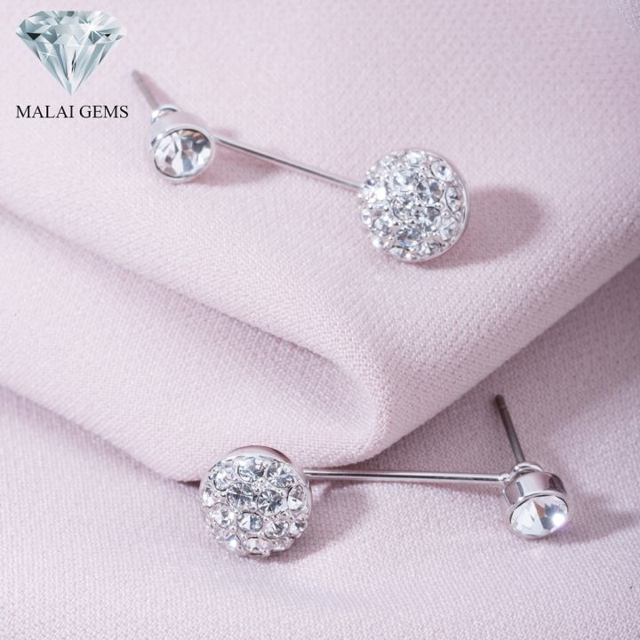 malai-gems-ต่างหูเพชร-เงินแท้-silver-925-เพชรสวิส-cz-เคลือบทองคำขาว-รุ่น11012778-แถมกล่อง-ต่างหูcz-ต่างหูเงินแท้