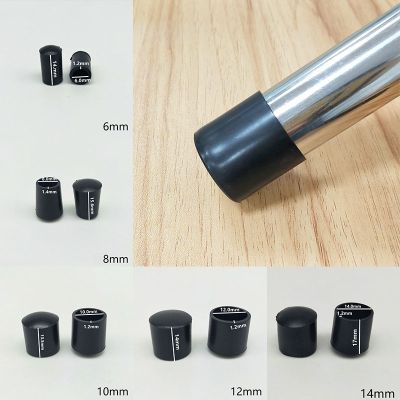 10PCS Black Rubber Chair Table Feet Stick Pipe Tubing End Cover Caps Insert Plug Cover Furniture Floor Protector 6mm 28mm