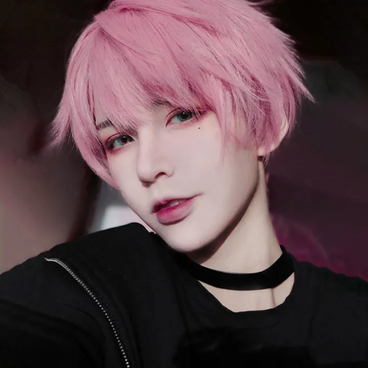 Pink Cosplay Wig Male Japanese Short Hair Dk Juvenile White Fake Hair Cos  Gojo Goto The Same Wig Anime Is Too Wig + Wig Set | Lazada PH