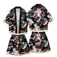 Haori Yukata ชุดสูท2ชิ้นสำหรับฤดูร้อนเสื้อคาร์ดิแกนทรงหลวมสไตล์วินเทจญี่ปุ่นใหม่ล่าสุดชุดกิโมโนลายดอกไม้ลายจิ้งจอก