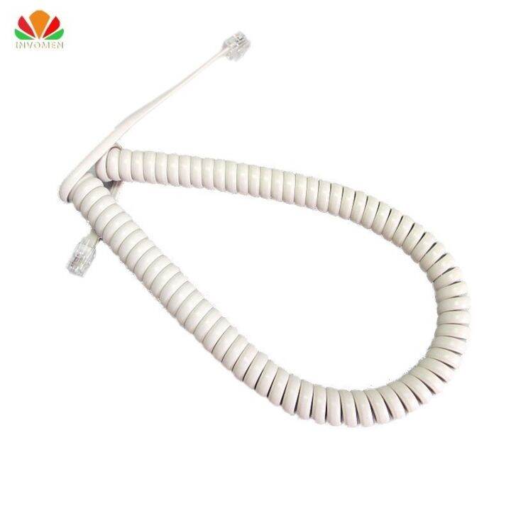 white-50cm-long-type-telephone-cord-pure-copper-wire-phone-volume-curve-microphone-4p4c-connector-telephone-cable-handset-line