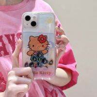 แว่นกันแดดแบบเลื่อนได้น่ารักเคสแข็งลาย Hello Kitty สำหรับ iPhone 14PROMAX 12PROMAX 13PROMAX 11PROMAX หรูหราฝาครอบใสกันกระแทกสุดหรู