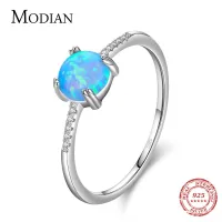 Modian Real 925เงินสเตอร์ลิงรอบ Charm ประกายโอปอลแหวนแฟชั่นผู้หญิงเครื่องประดับสำหรับผู้หญิงอุปกรณ์เสริม