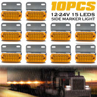 10pcs 12-24V 15 LED Side Marker Light Car External Lights Squarde Warning Tail Light Signal Lamp Auto Trailer Truck Lorry