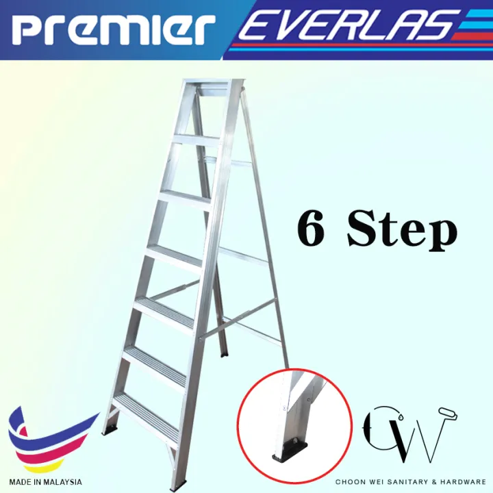 EVERLAST PREMIER 6 Step Home Ladder Single Sided Aluminium Ladder ...