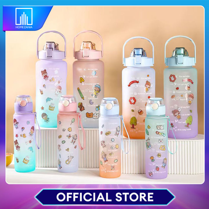 Home Zania 2in1 Gradient Korean Version Motivational Water Bottle ...