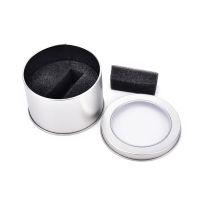 1PCS Round Metal Jewelry Watch Gift Box Display Case With Cushion Watch Organizer Box Holder Display 2 Sizes