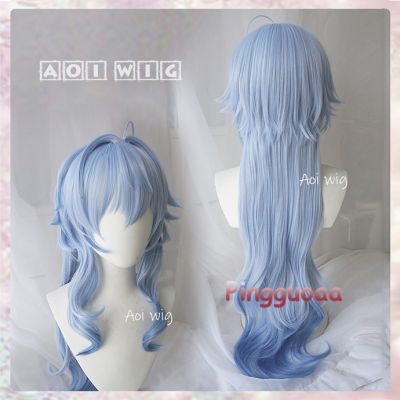 AOI Genshin Impact Ganyu Cosplay Wig 95cm Long Blue Gradient Wigs Heat Resistant Synthetic Hair cd