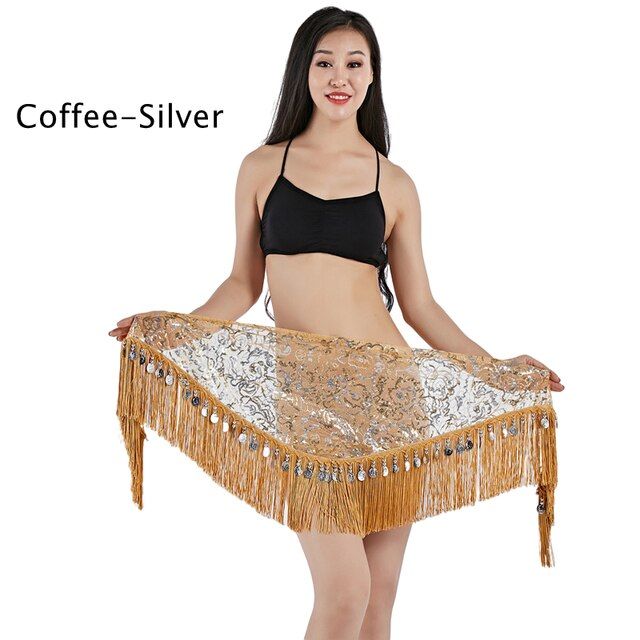 New Style Women Sequins Belly Dance Costume Hip Scarf Wrap Sexy