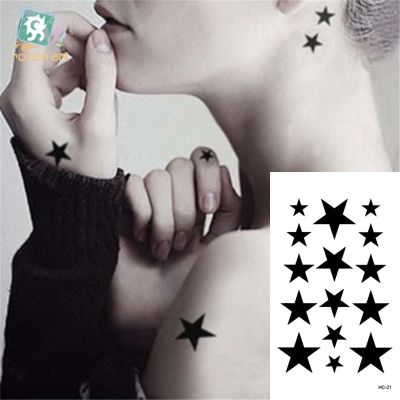 【YF】 Body Art Waterproof Temporary Tattoos For Men Women Beautiful 3d Black Star Design Flash Tattoo Sticker HC-021