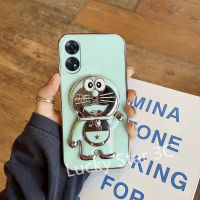 ปลอกอ่อนป้องกันสำหรับ OPPO A38 4G 2023 Phone Case เคลือบเงาเคสโทรศัพท์ TPU พร้อมฝาหลังเคสโทรศัพท์แบบตั้งได้การ์ตูนโดราเอมอน