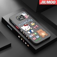 เคส JIUMOO สำหรับ Xiaomi POCO X3 X3 NFC X3 X3 GT ลายการ์ตูนน่ารักเฮลโลคิตตี้บางขอบสี่เหลี่ยมด้านข้างดีไซน์ใหม่มีน้ำค้างแข็งโปร่งใสกันกระแทกเคสมือถือแข็งปลอกซิลิโคนคลุมทั้งหมดกล้องป้องกันนุ่ม