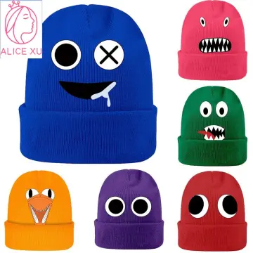 Rainbow Friends Knitted Hat Cold Winter Warm Cap Cute Game Blue Monster  Kawaii Anime Action Figure Toys Christmas Gift