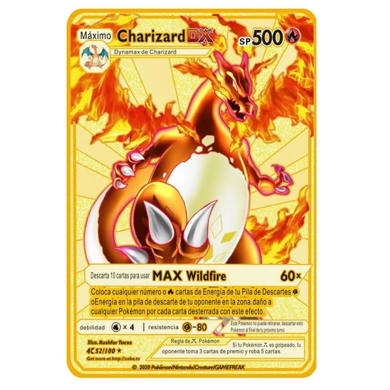 Cartas Español Spanish Metal Cards Vmax Charizard Pikachu Gold