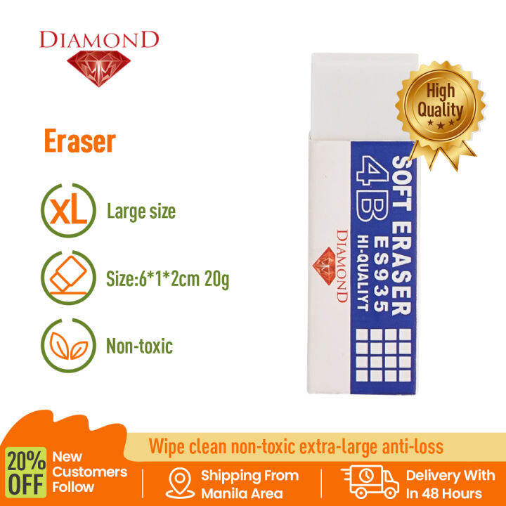 WHITE ERASER White 4B Rubbers Erasers for Schools Office Kids Adults