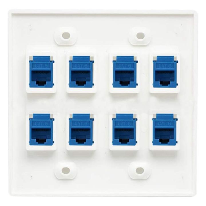 ethernet-wall-plate-8-port-double-gang-cat6-rj45-keystone-jack-network-cable-faceplate-female-to-female-blue