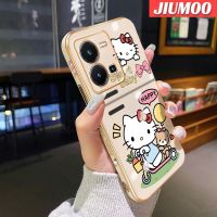 JIUMOO เคสสำหรับ VIVO Y35 Y22 Y52s Y22s Y31S Y54S IQOO เคส U3X U3ลายการ์ตูนรูปคิตตี้น่ารักหวานๆเคสโทรศัพท์กันกระแทกขอบด้านข้างกรอบสี่เหลี่ยมดั้งเดิมนิ่มลายเคลือบสุดหรูเคสป้องกันกล้อง