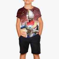 Summer Fashion Kids Boys Girls Ultraman Animation 3D Printing Casual Fun Cool Short Sleeve T-Shirts