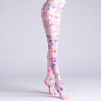 Flower English Printed Pantyhose Stockings Tight Women Letter Cotton Blends Running Chick Cn(origin)