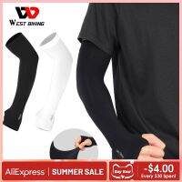 ◊✁ WEST BIKING Summer Cycling Sleeves Ice Silk Breathable Running Volleyball Sun UV Protection Arm And Hand Warmers For Bicycle