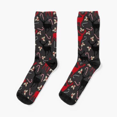 ✥✴✆ Christmas Deer Candy Leaf Pattern Socks sports socks men Men gift Christmas Golf socks