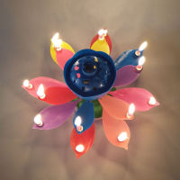 814pcs Candles Romantic Happy Birthday Musical Art Rotatable Lotus Flower Candle DIY Cake Decorations for Kids Birthday Gifts