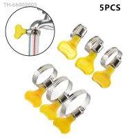 ♙ 5pcs 10-38mm Adjustable Yellow Plastic Handle Hand Wriggle Hose Clamps Pipe Clip Fuel Hose Clips Of Water Pipe Fasteners Clamps